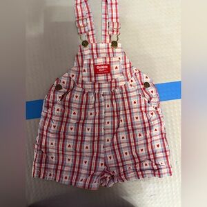 OshKosh B'gosh Red Plaid Heart Toddler shortalls, HTF, vintage